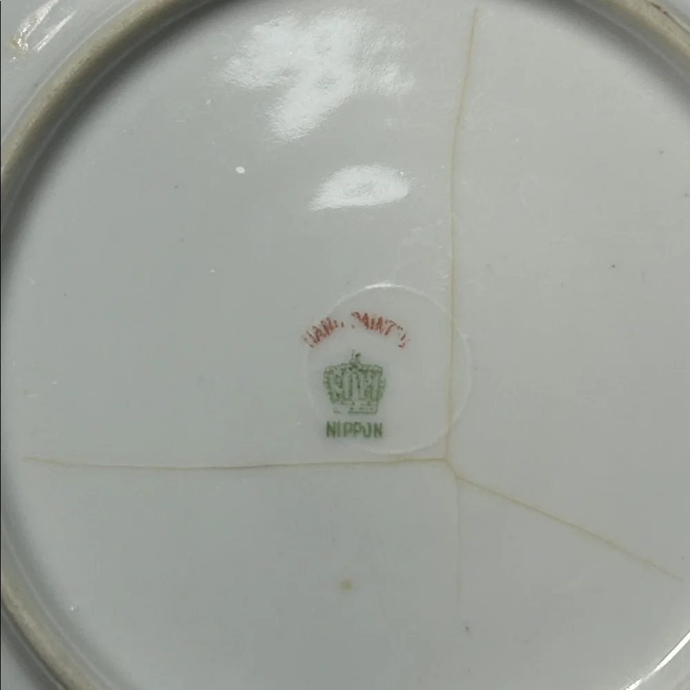 Antique Nippon Hand‎ Painted Porcelain Plate Palm Tree Landscape Scene 6.25 inch